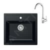 Franke Set - Set Da Cucina T102, Lavello In Tectonite SID 610 E Miscelatore FP 9000.031, Nero/cromo 143.0675.710
