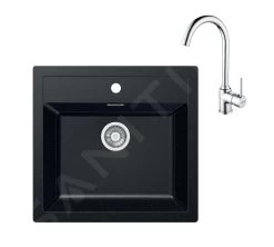 Franke Set - Set Da Cucina T102, Lavello In Tectonite SID 610 E Miscelatore FP 9000.031, Nero/cromo 143.0675.710