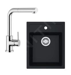 Franke Set - Set Da Cucina T51, Lavello In Tectonite SID 610-40 E Miscelatore FN 0147.031, Nero/cromo 114.0508.411