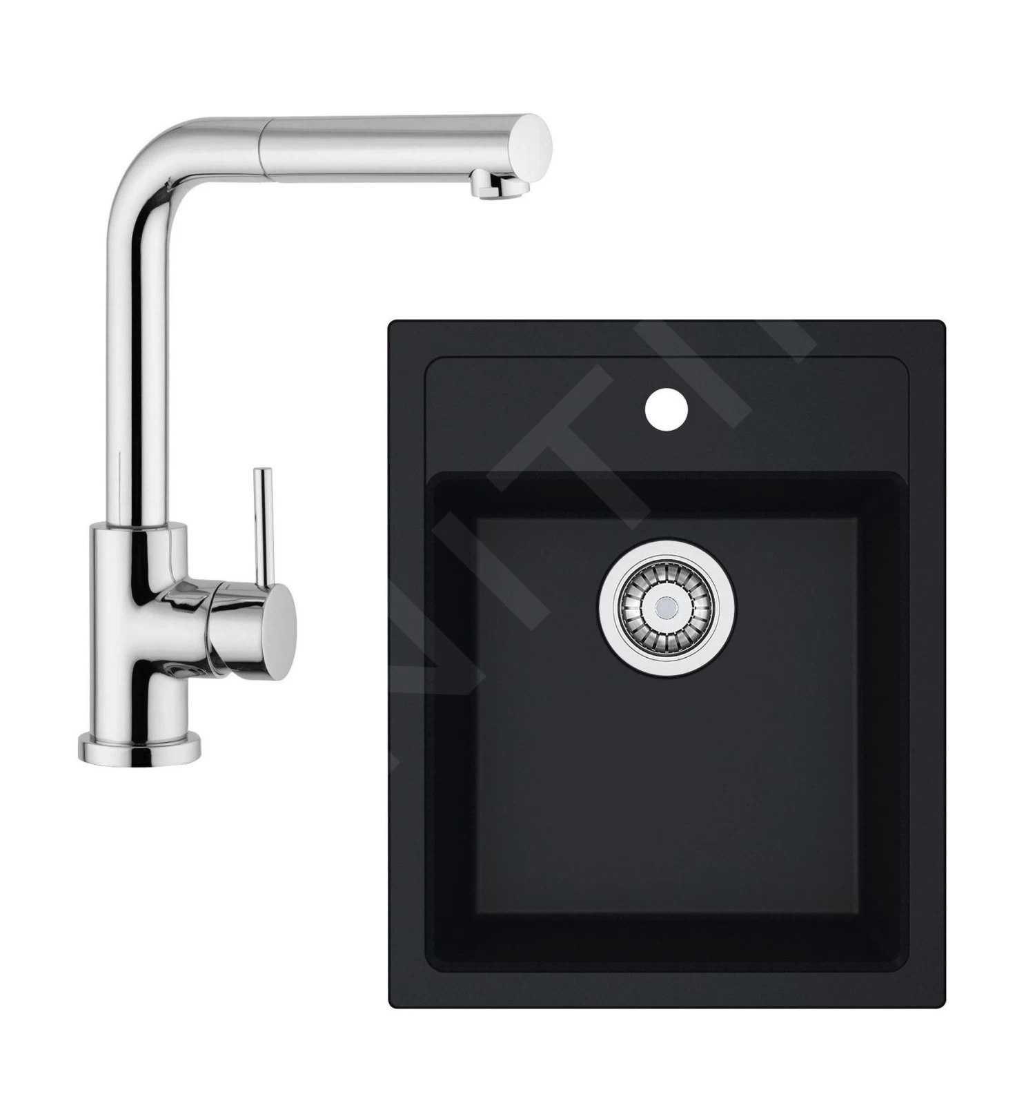 Franke Set - Set Da Cucina T51, Lavello In Tectonite SID 610-40 E Miscelatore FN 0147.031, Nero/cromo 114.0508.411