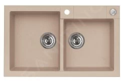 Alveus Rock - Lavello In Granito 780x480 Mm, Con Comando Dello Scarico, Beige 1090962