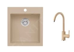 Alveus Set - Set Lavello In Granito Cortina 20 E Miscelatore Tonia, Beige SETA736