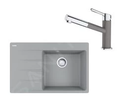 Franke Set - Set G227, Lavello In Fragranite CNG 611-78 TL/7 E Miscelatore FC 3055.084, Pietra Grigia/cromo 114.0650.831