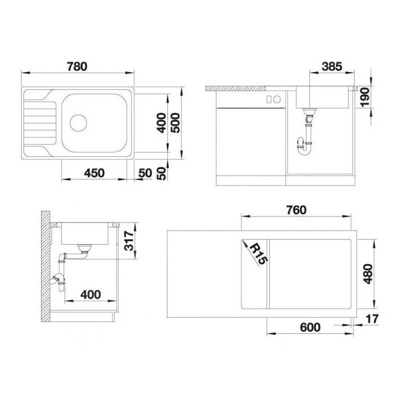 Blanco Dinas XL 6 - Lavello, 780x500 Mm, Acciaio Inox Spazzolato 525121 4 Blanco Dinas XL 6 - Lavello, 780x500 Mm, Acciaio Inox Spazzolato 525121 - immagine 2