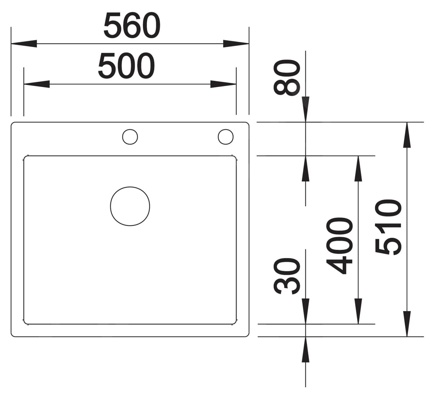 Blanco Claron 500 - Lavello, 560x510 Mm, InFino, Acciaio Inox 521633 4 Blanco Claron 500 - Lavello, 560x510 Mm, InFino, Acciaio Inox 521633 - immagine 2