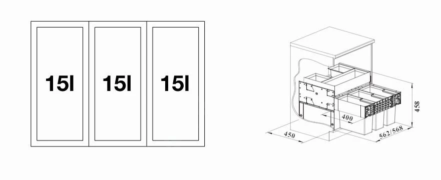 Blanco Select - Pattumiera Incorporata, Differenziata, 45 L 526209 4 Blanco Select - Pattumiera Incorporata, Differenziata, 45 L 526209 - immagine 2