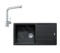 Franke Set - Set G135, Lavello In Fragranite BFG 611 E Miscelatore Samoa, Nero Spazzolato/cromo 114.0675.663