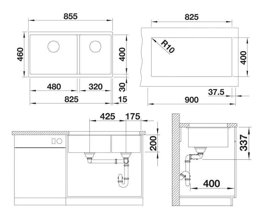 Blanco Subline 480/320 - Lavello In Silgranit, 855x460 Mm, InFino, Grigio 527351 4 Blanco Subline 480/320 - Lavello In Silgranit, 855x460 Mm, InFino, Grigio 527351 - immagine 2