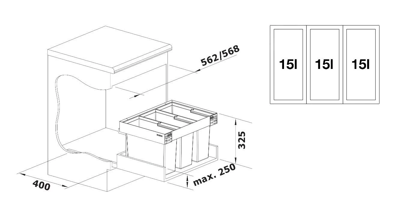 Blanco Flexon II - Pattumiera Differenziata Incorporata, Capacità 45 L 526642 4 Blanco Flexon II - Pattumiera Differenziata Incorporata, Capacità 45 L 526642 - immagine 2