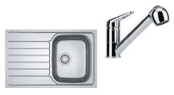 Franke Set - Set N79, Lavello In Acciaio Inox SKN 611-79 E Miscelatore FC 9547.031, Acciaio Inox/cromo 101.0618.832
