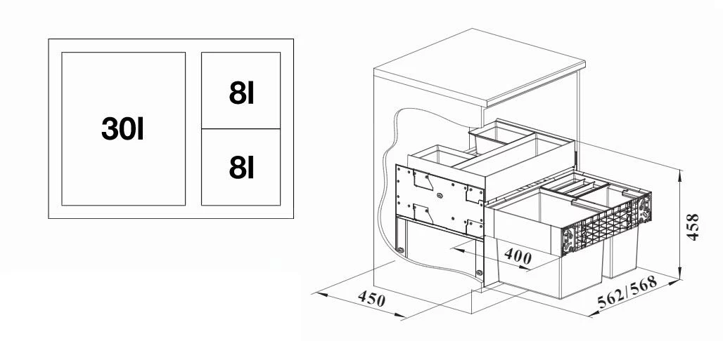 Blanco Select - Pattumiera Incorporata, Differenziata, Capienza 46 L 526210 4 Blanco Select - Pattumiera Incorporata, Differenziata, Capienza 46 L 526210 - immagine 2