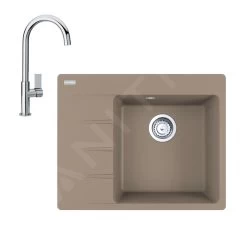 Franke Set - Set G222, Lavello In Fragranite CNG 611-62 TL/7 E Miscelatore FP 0408.031, Cashmere/cromo 114.0650.765