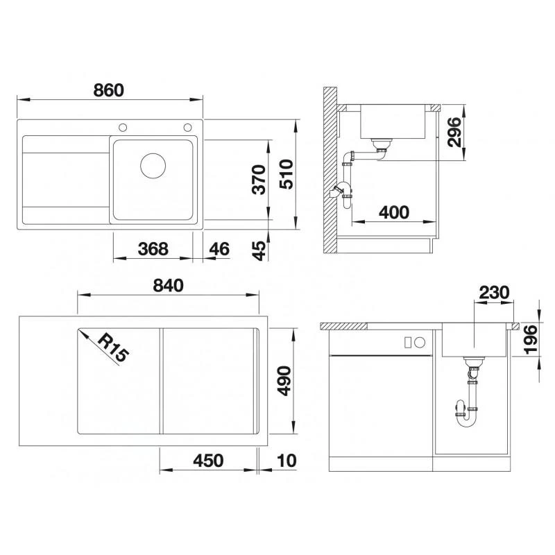 Blanco Divon II - Lavello, 860x510 Mm, Con Gocciolatoio A Comando Eccentrico Dello Scarico, Acciaio Inox 521658 4 Blanco Divon II - Lavello, 860x510 Mm, Con Gocciolatoio A Comando Eccentrico Dello Scarico, Acciaio Inox 521658 - immagine 2