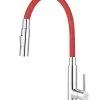 Novaservis Ferro - Miscelatore Da Lavello Con Braccio Di Erogazione Flessibile, 2 Getti, Rosso/cromo 70730,0CV -Forniture Per Attrezzature Da Cucina 27c95818d57476c0bbec2c95
