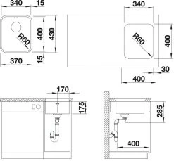 Blanco Supra 340 - Lavello, 370x430 Mm, Acciaio Inox Spazzolato 518199 6 Blanco Supra 340 - Lavello, 370x430 Mm, Acciaio Inox Spazzolato 518199 -Forniture Per Attrezzature Da Cucina 29223e4118cae2c385a78f34