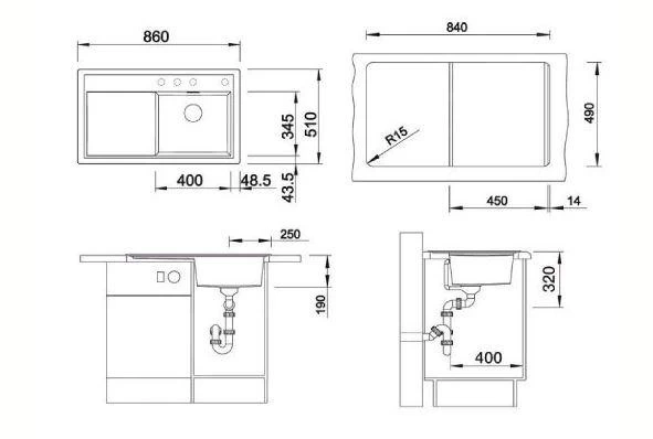 Blanco Zenar 45 - Lavello In Silgranit, 860x510 Mm, Con Comando Remoto Dello Scarico, Color Alluminio 523786 4 Blanco Zenar 45 - Lavello In Silgranit, 860x510 Mm, Con Comando Remoto Dello Scarico, Color Alluminio 523786 - immagine 2