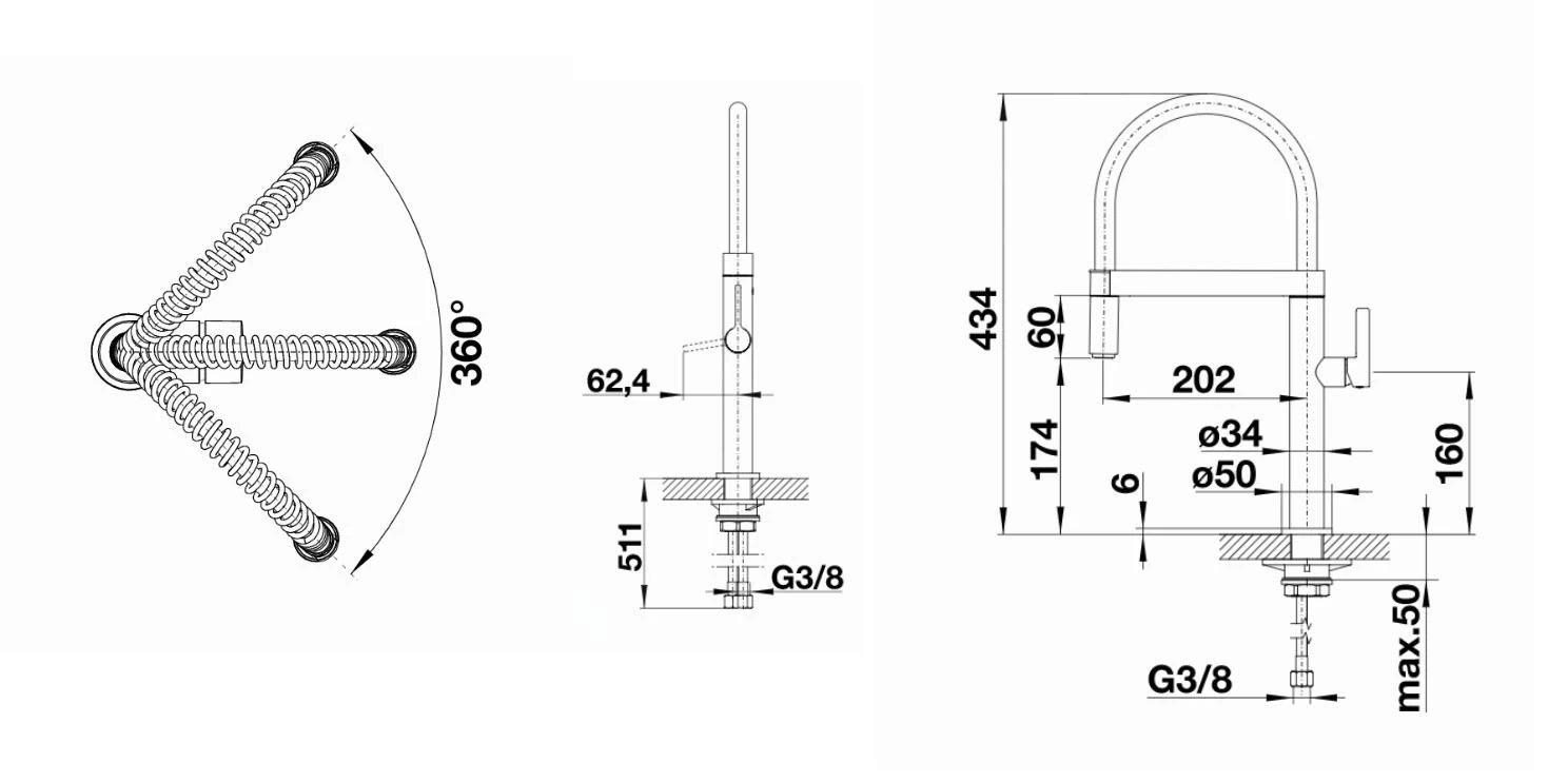 Blanco Culina S - Miscelatore Da Lavello Con Braccio Di Erogazione Flessibile, Acciaio Inox 519844 4 Blanco Culina S - Miscelatore Da Lavello Con Braccio Di Erogazione Flessibile, Acciaio Inox 519844 - immagine 2
