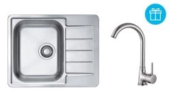 Alveus Set - Set Lavello Line 110, Baterie Karina + Regalo, Cromo SETA743