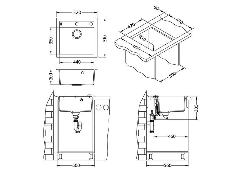 Alveus Formic - Lavello In Granito 520x510 Mm, Con Comando Dello Scarico, Arctic 1128395 4 Alveus Formic - Lavello In Granito 520x510 Mm, Con Comando Dello Scarico, Arctic 1128395 - immagine 2