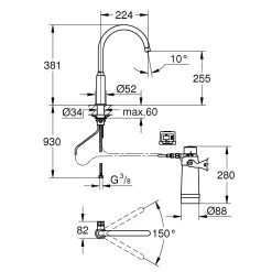 Grohe Blue Pure - Set Rubinetto Per Lavello Mono Con Dispositivo Di Filtraggio, Cromo 30387000 -Forniture Per Attrezzature Da Cucina 382ffe6710ab9095ae4f0655