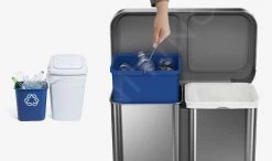 Simplehuman Pattumiere - Pattumiera Differenziata, Con Portasacchetti, 58 L, Acciaio Inox Spazzolato CW2025 -Forniture Per Attrezzature Da Cucina 416360b22bc3fe65656a1e38