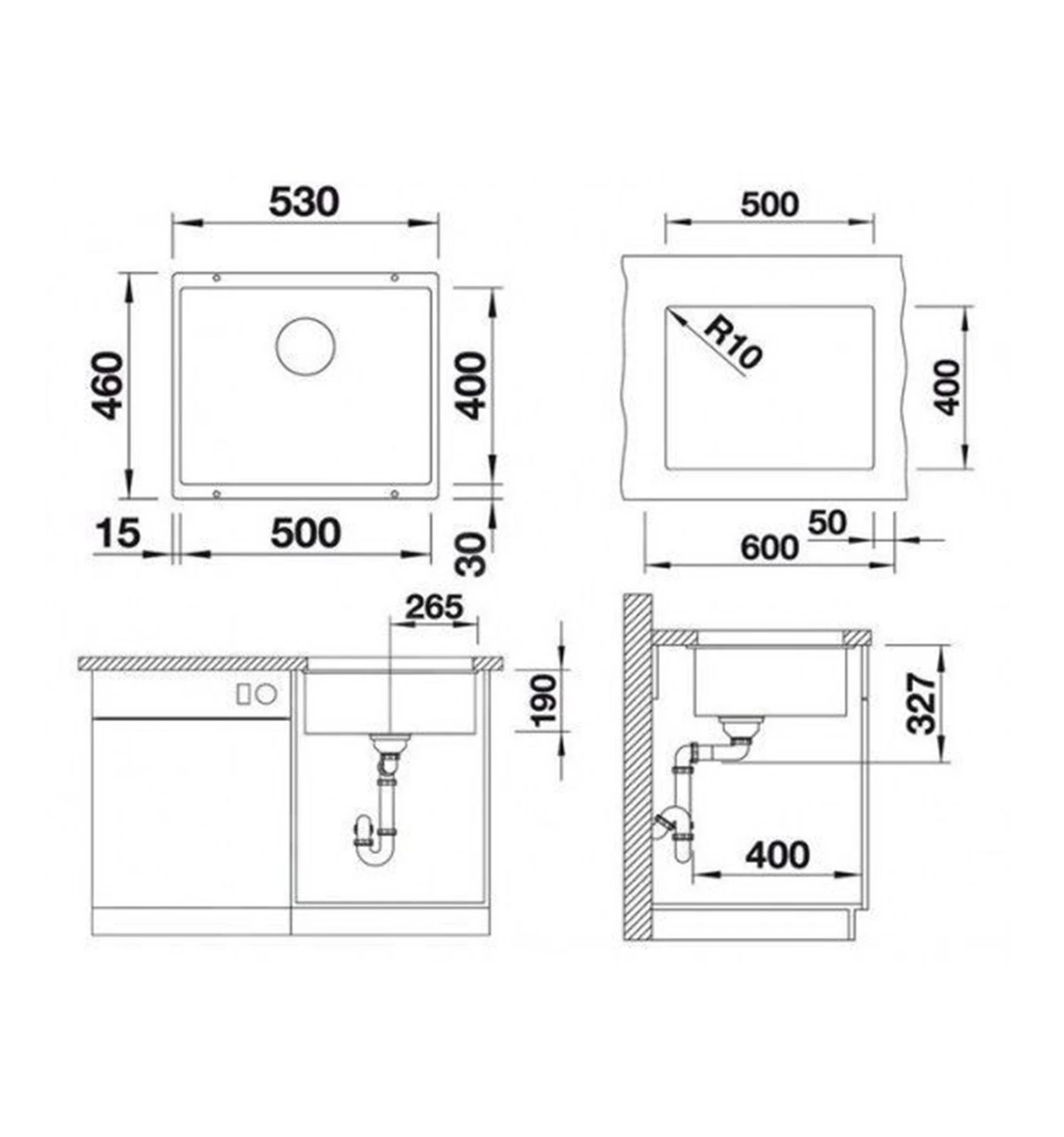 Blanco Subline 500 - Lavello In Silgranit, 530x460 Mm, InFino, Color Alluminio 523434 4 Blanco Subline 500 - Lavello In Silgranit, 530x460 Mm, InFino, Color Alluminio 523434 - immagine 2