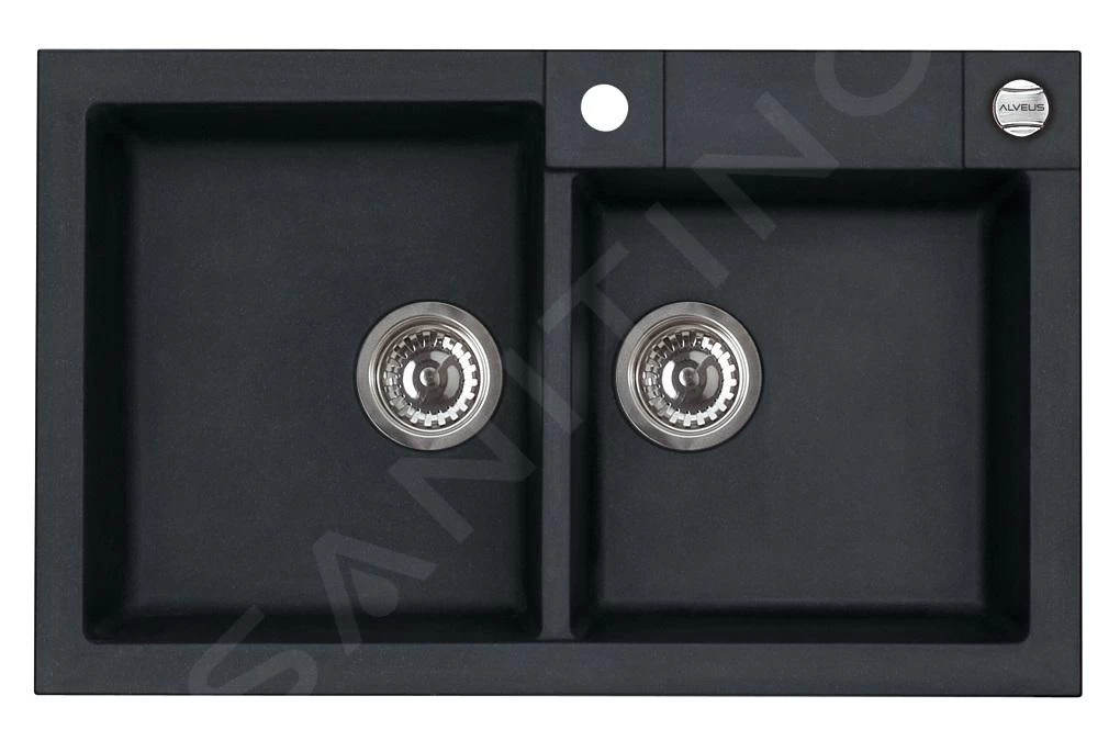 Alveus Rock - Lavello In Granito 780x480 Mm, Con Comando Dello Scarico, Carbon 1090965 3 Alveus Rock - Lavello In Granito 780x480 Mm, Con Comando Dello Scarico, Carbon 1090965
