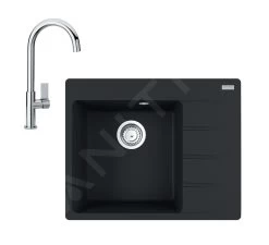 Franke Set - Set G214, Lavello In Fragranite CNG 611-62 TL/2 E Miscelatore FP 0408.031, Nero Opaco/cromo 114.0650.764