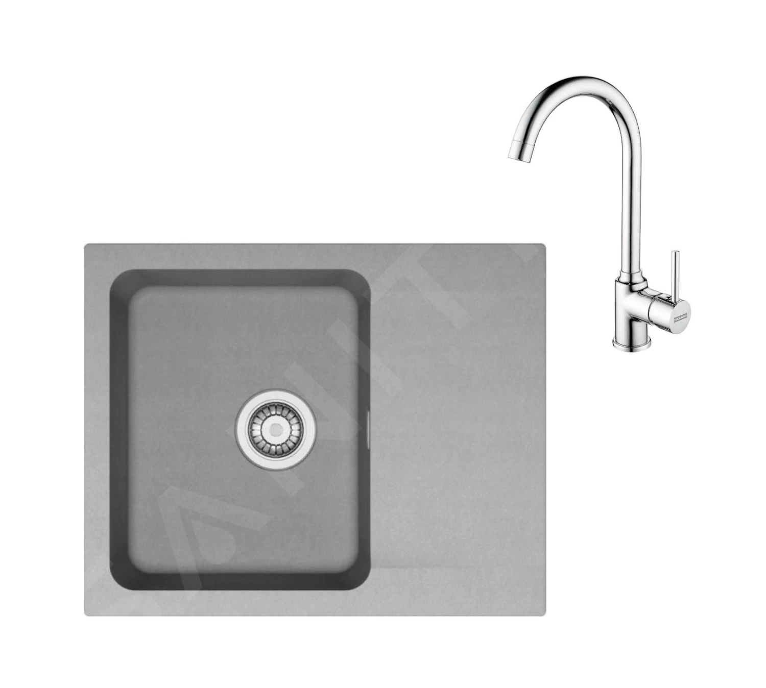 Franke Set - Set T94, Lavello In Tectonite OID 611-62 E Miscelatore FP 9000.031, Grigio/cromo 143.0675.616 3 Franke Set - Set T94, Lavello In Tectonite OID 611-62 E Miscelatore FP 9000.031, Grigio/cromo 143.0675.616