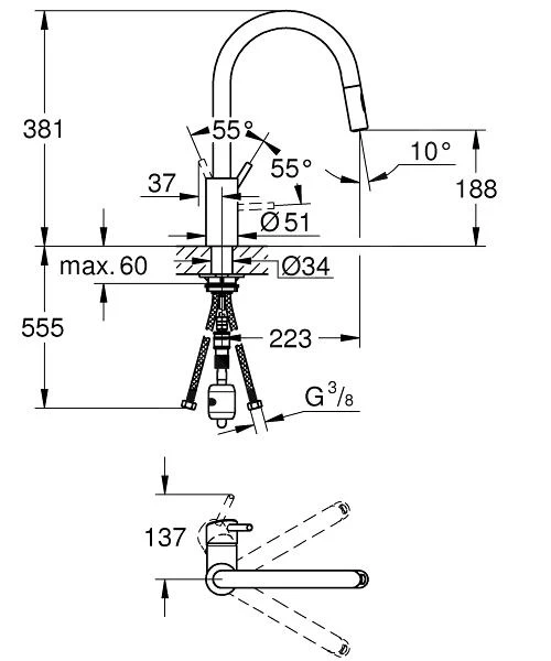 Grohe Concetto - Miscelatore Per Lavello Con Doccetta Estraibile, Cromato 31483002 4 Grohe Concetto - Miscelatore Per Lavello Con Doccetta Estraibile, Cromato 31483002 - immagine 2