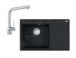 Franke Set - Set G216, Lavello In Fragranite CNG 611-78 TL/2 E Miscelatore Samoa, Nero Opaco/cromo 114.0650.798