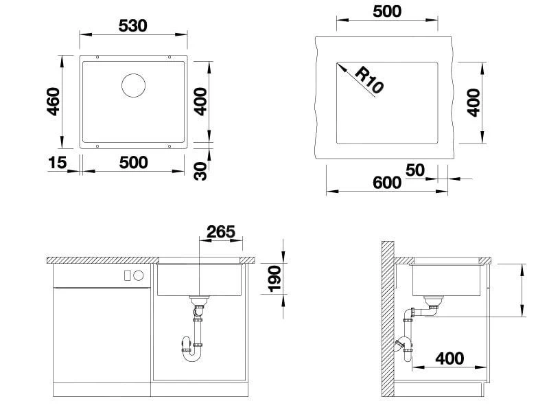 Blanco Subline 500 - Lavello In Silgranit, 530x460 Mm, InFino, Color Caffé 523441 4 Blanco Subline 500 - Lavello In Silgranit, 530x460 Mm, InFino, Color Caffé 523441 - immagine 2