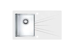 Alveus Karat - Lavello 860x500 Mm, Con Comando Dello Scarico, Vetro Bianco/acciaio Inox 1102771