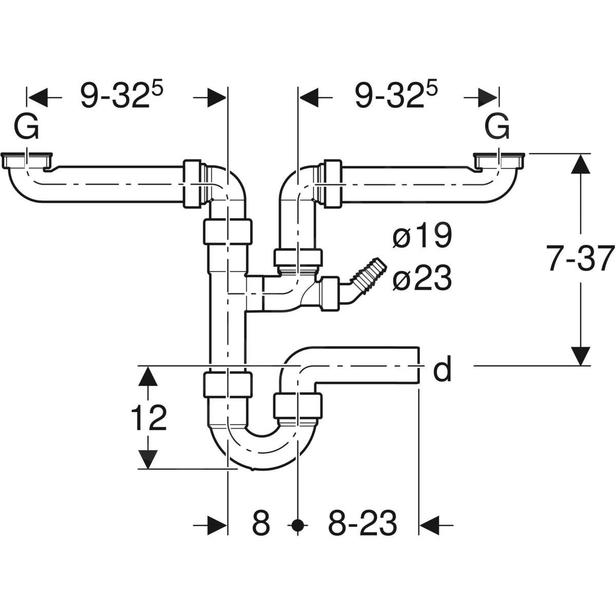 Geberit Accessori - Sifone Per Lavello Doppio, Con Fascetta Stringitubo Angolata, Uscita Orizzontale, D 40 Mm 152.886.11.1 4 Geberit Accessori - Sifone Per Lavello Doppio, Con Fascetta Stringitubo Angolata, Uscita Orizzontale, D 40 Mm 152.886.11.1 - immagine 2