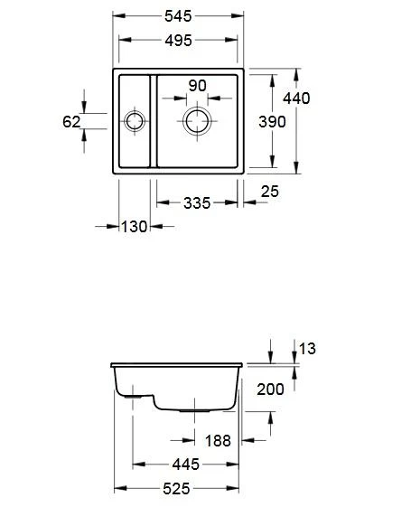 Villeroy & Boch Subway 60 - Lavello In Ceramica 55x44 Cm, CeramicPlus, Snow White 675801KG 4 Villeroy & Boch Subway 60 - Lavello In Ceramica 55x44 Cm, CeramicPlus, Snow White 675801KG - immagine 2