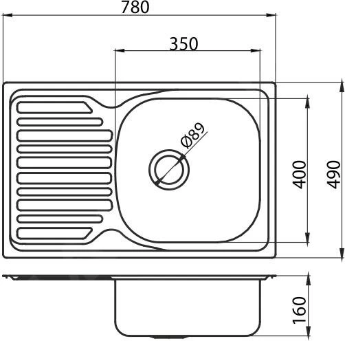 Novaservis Lavelli - Lavello 490 X 780 Mm Con Gocciolatoio E Troppopieno, Acciaio Inox DR49/78 4 Novaservis Lavelli - Lavello 490 X 780 Mm Con Gocciolatoio E Troppopieno, Acciaio Inox DR49/78 - immagine 2