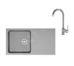 Franke Set - Set T99, Lavello In Tectonite OID 611 E Miscelatore FP 9000.084, Grigio 143.0675.703