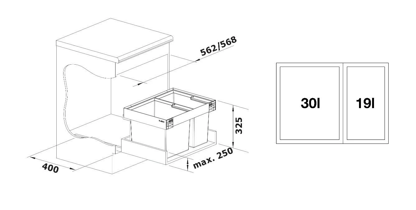 Blanco Flexon II - Pattumiera Differenziata Incorporata, Capacità 49 L 526641 4 Blanco Flexon II - Pattumiera Differenziata Incorporata, Capacità 49 L 526641 - immagine 2