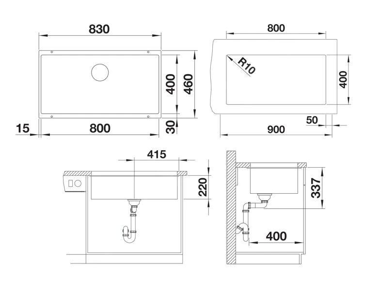 Blanco Subline 800 - Lavello In Silgranit, 830x460 Mm, InFino, Antracite 523141 4 Blanco Subline 800 - Lavello In Silgranit, 830x460 Mm, InFino, Antracite 523141 - immagine 2