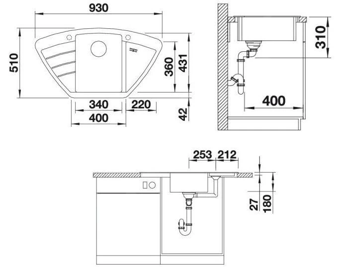 Blanco Zia 9 - Lavello In Silgranit, 930x510 Mm, Antracite 514764 4 Blanco Zia 9 - Lavello In Silgranit, 930x510 Mm, Antracite 514764 - immagine 2