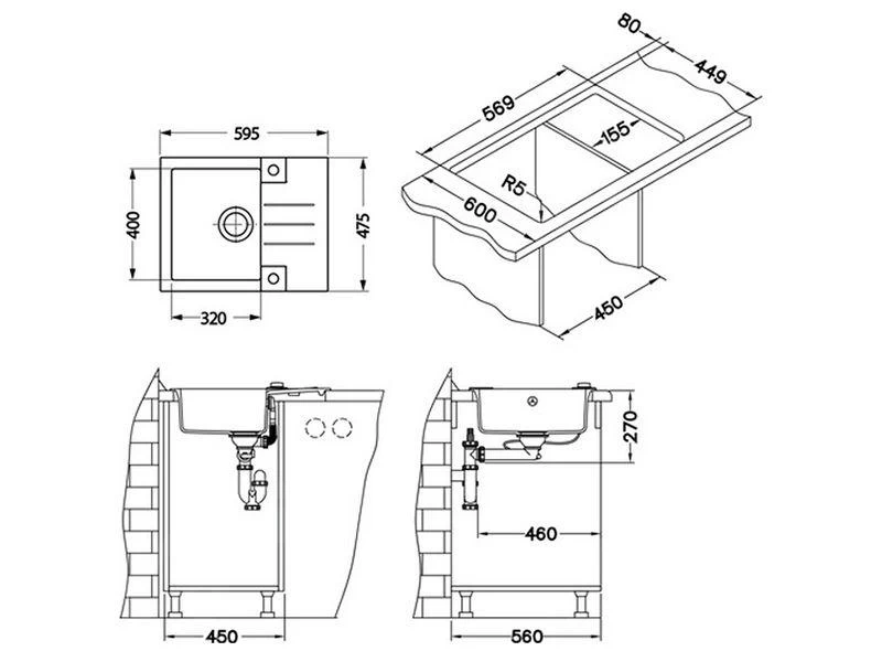 Alveus Rock - Lavello In Granito 595x475 Mm, Con Comando Dello Scarico, Twilight 1107848 4 Alveus Rock - Lavello In Granito 595x475 Mm, Con Comando Dello Scarico, Twilight 1107848 - immagine 2