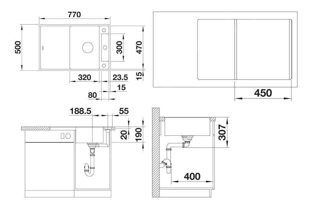 Blanco Axia III 45 - Lavello In Silgranit, 770x500 Mm, Con Comando Remoto Dello Scarico E Accessori, InFino, Grigio Roccia 523200 4 Blanco Axia III 45 - Lavello In Silgranit, 770x500 Mm, Con Comando Remoto Dello Scarico E Accessori, InFino, Grigio Roccia 523200 - immagine 2