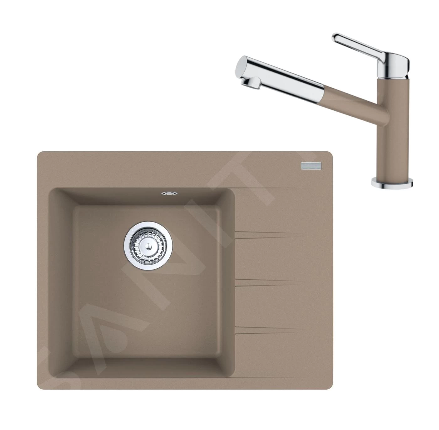 Franke Set - Set G215, Lavello In Fragranite CNG 611-62 TL/2 E Miscelatore FC 3055.424, Cashmere/cromo 114.0650.770 3 Franke Set - Set G215, Lavello In Fragranite CNG 611-62 TL/2 E Miscelatore FC 3055.424, Cashmere/cromo 114.0650.770