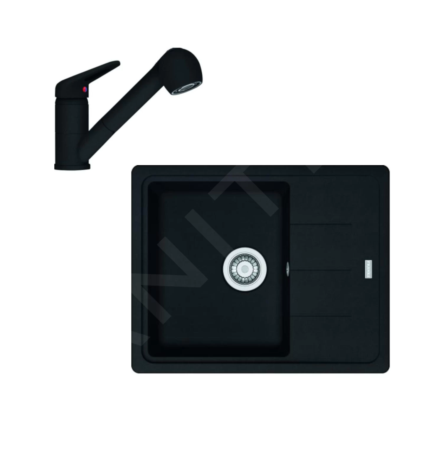 Franke Set - Set Da Cucina G55, Lavello In Fragranite BFG 611-62 E Miscelatore FC 9547.901, Nero Spazzolato 114.0675.661