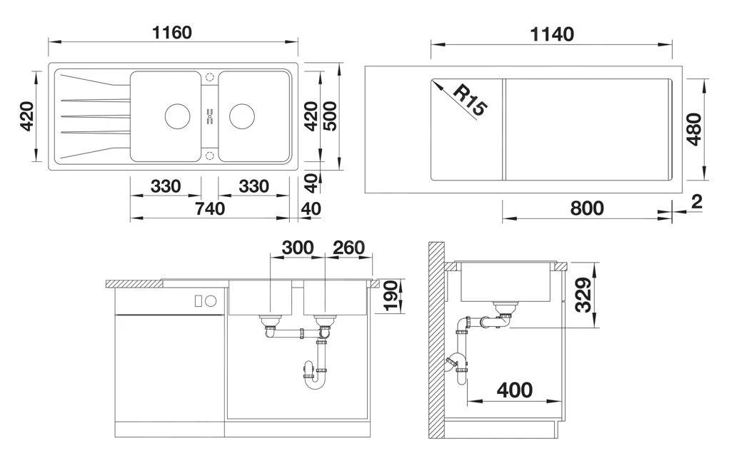 Blanco Sona 8 - Lavello In Silgranit, 1160x500 Mm, Grigio 527339 4 Blanco Sona 8 - Lavello In Silgranit, 1160x500 Mm, Grigio 527339 - immagine 2