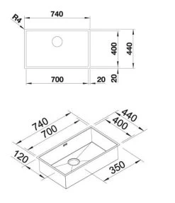 Blanco Zerox 700 - Lavello, 740x440 Mm, Acciaio Inox 521593 -Forniture Per Attrezzature Da Cucina 91c5b0cca22a80bc3fc577ea