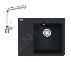 Franke Set - Set G220, Lavello In Fragranite CNG 611-62 TL/7 E Miscelatore Samoa, Nero Opaco 114.0650.749