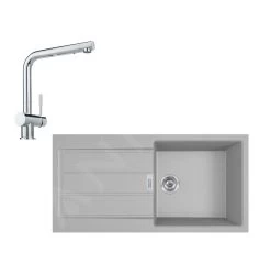 Franke Set - Set Da Cucina T76, Lavello In Tectonite S2D 611-100 E Miscelatore Samoa, Grigio/cromo 143.0650.602