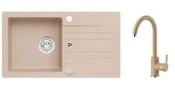 Alveus Set - Set Lavello In Granito Cortina 140 E Miscelatore Tonia, Beige SETA733