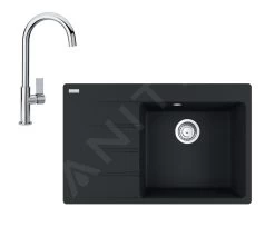 Franke Set - Set G226, Lavello In Fragranite CNG 611-78 TL/7 E Miscelatore FP 0408.031, Nero Opaco/cromo 114.0650.823